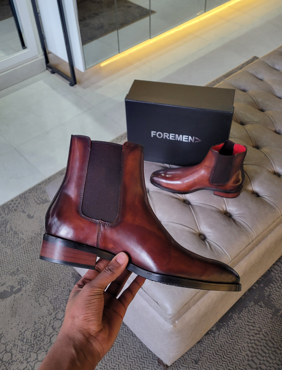 ROMAN | Coffee Cuban Leather Chelsea Boots