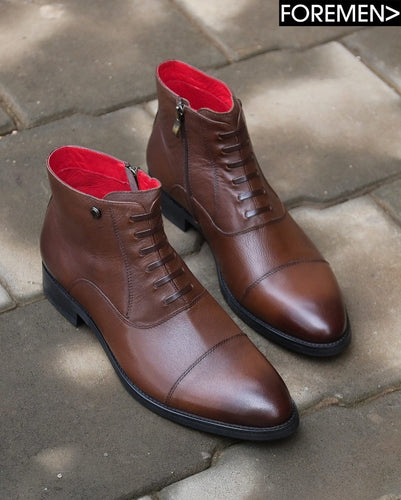 ZEUS | Dark Tan Zipper Boots