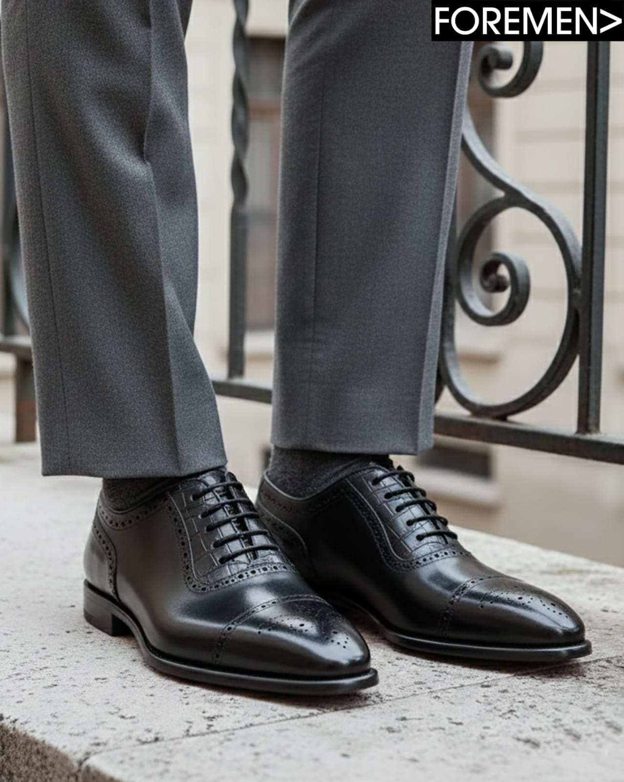 MAYFAIR | Black Leather Sole Brogue Oxfords