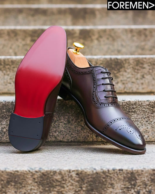 MAYFAIR | Dark Tan Leather Sole Brogue Oxfords