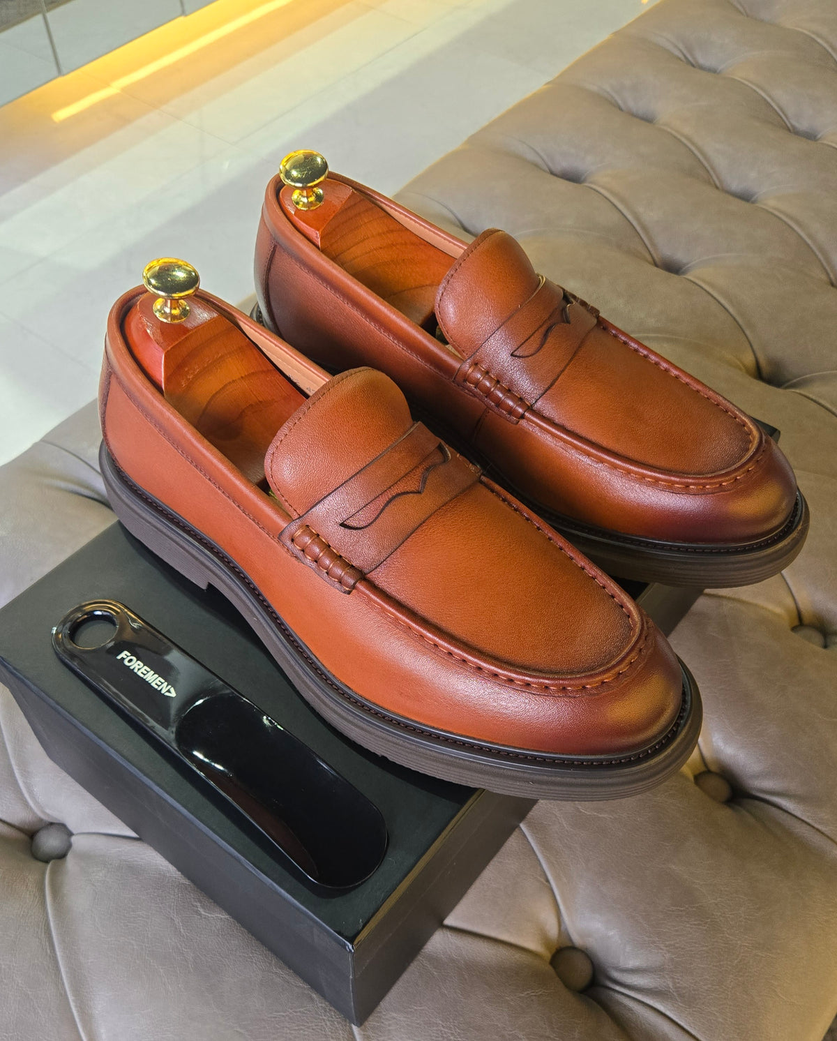 STERLING | Brown Chunky Leather Loafers