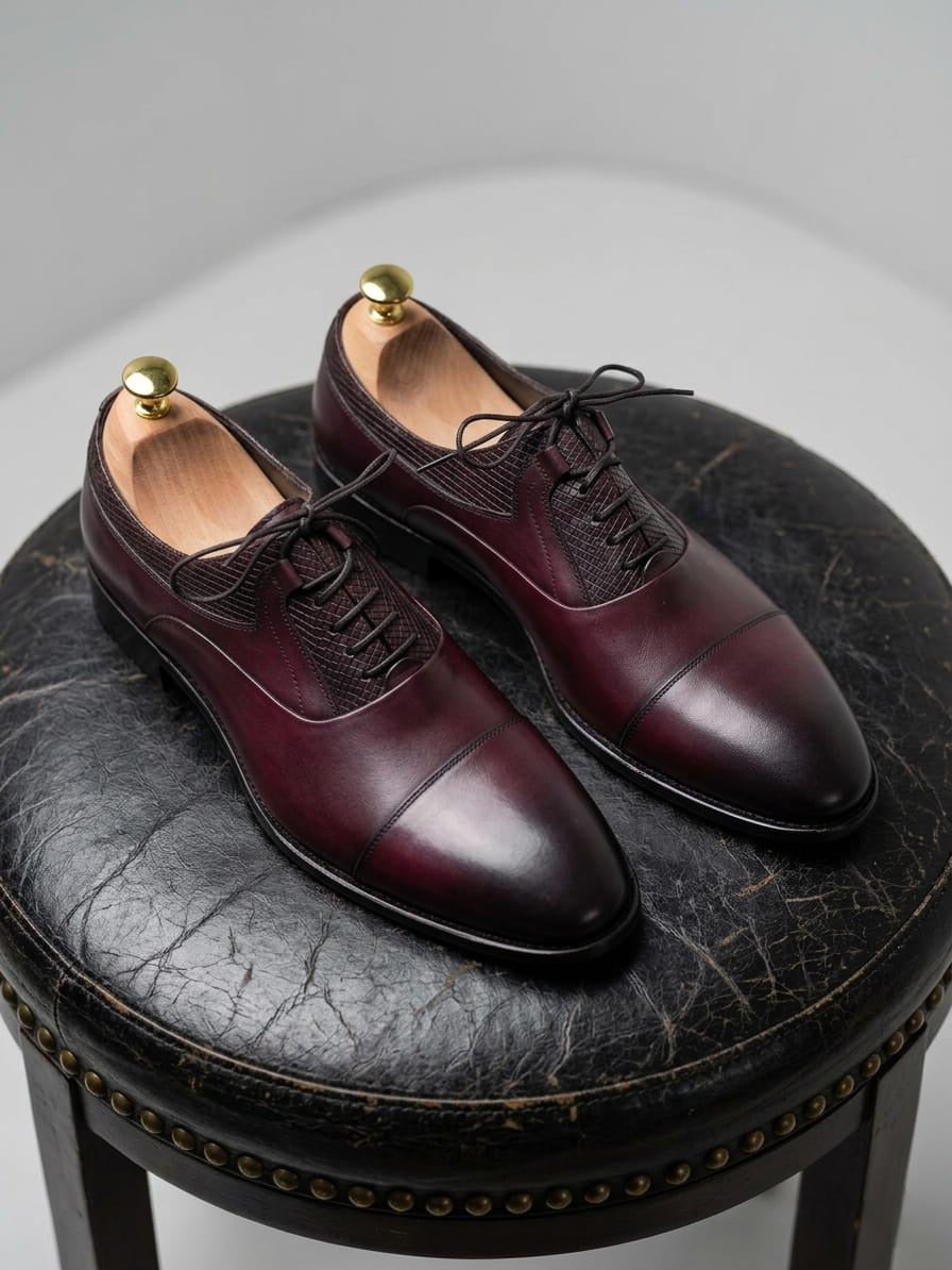 MANNHEIM | Burgundy Leather Sole Oxfords