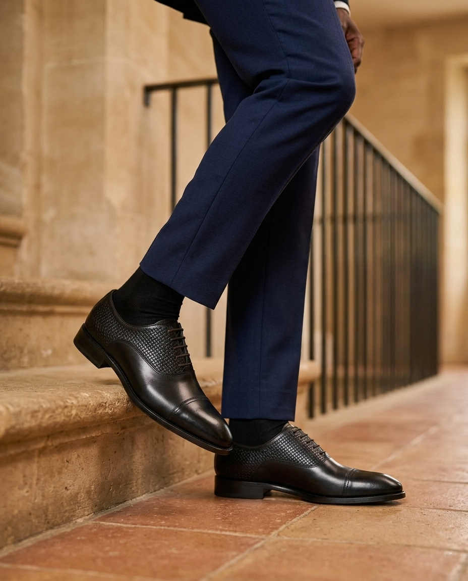 WINSTON | Black Leather Sole Oxfords