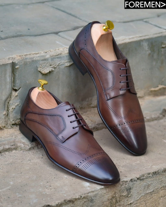 HAMPTON | Dark Tan Leather Sole Derbies