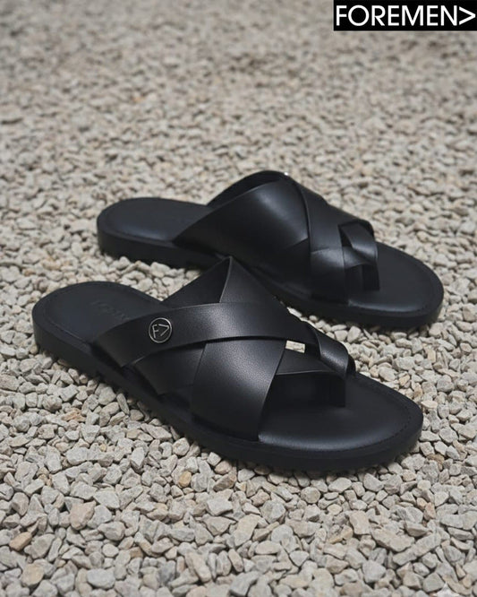MALIBU| Black Leather Sandals