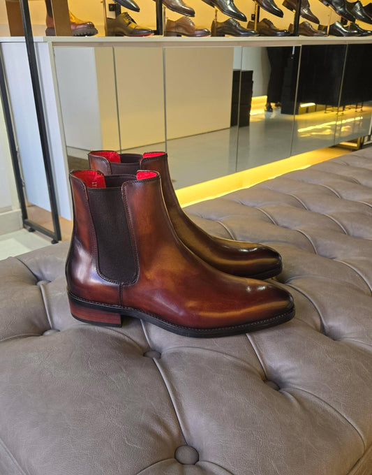 ROMAN | Coffee Cuban Leather Chelsea Boots
