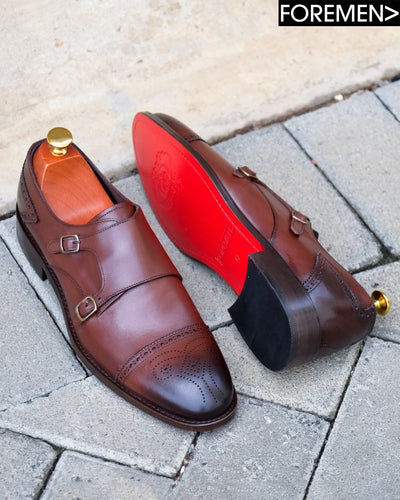 LUCIAN | Brown Leather Sole Monkstraps