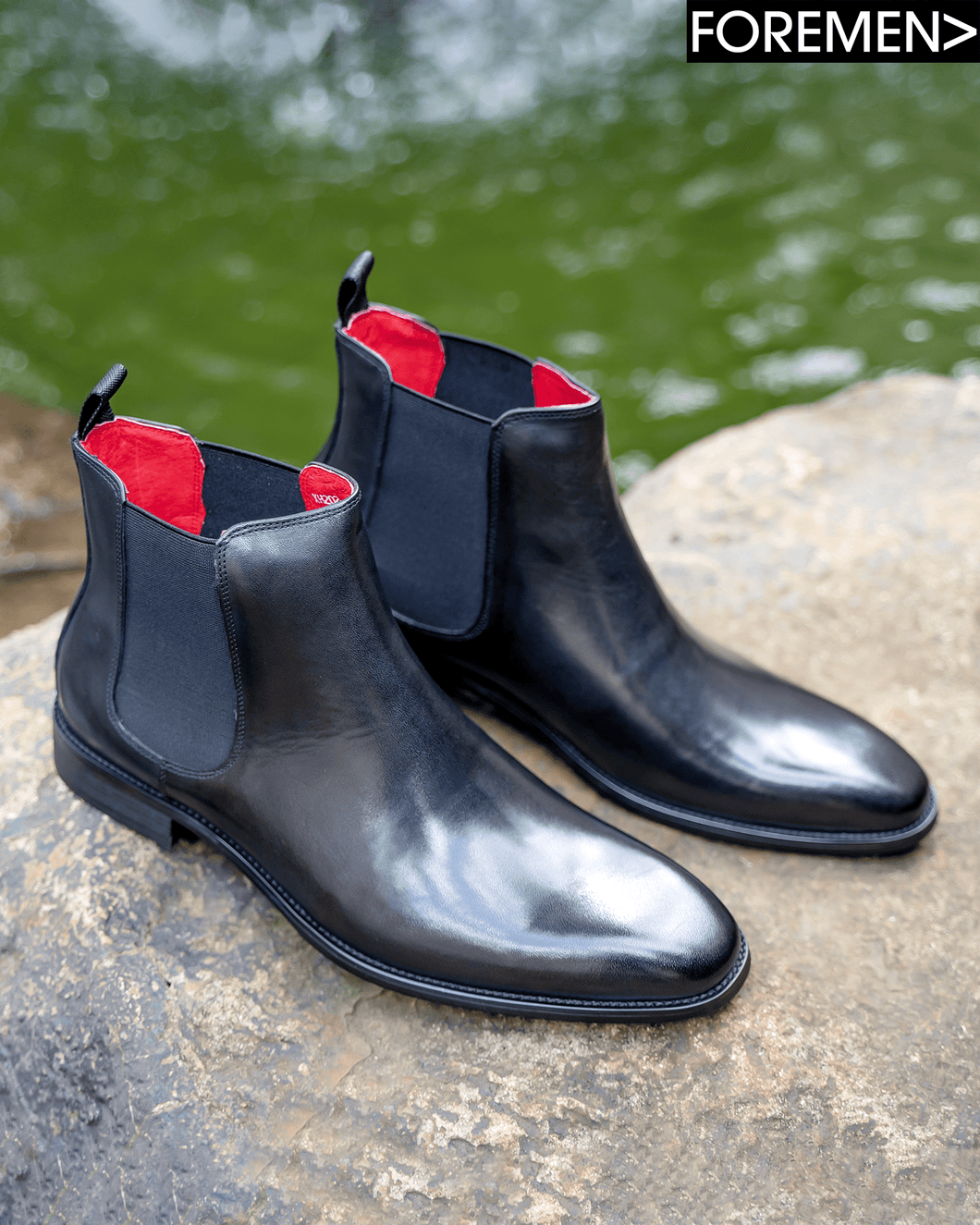 Black and 2024 red chelsea boots