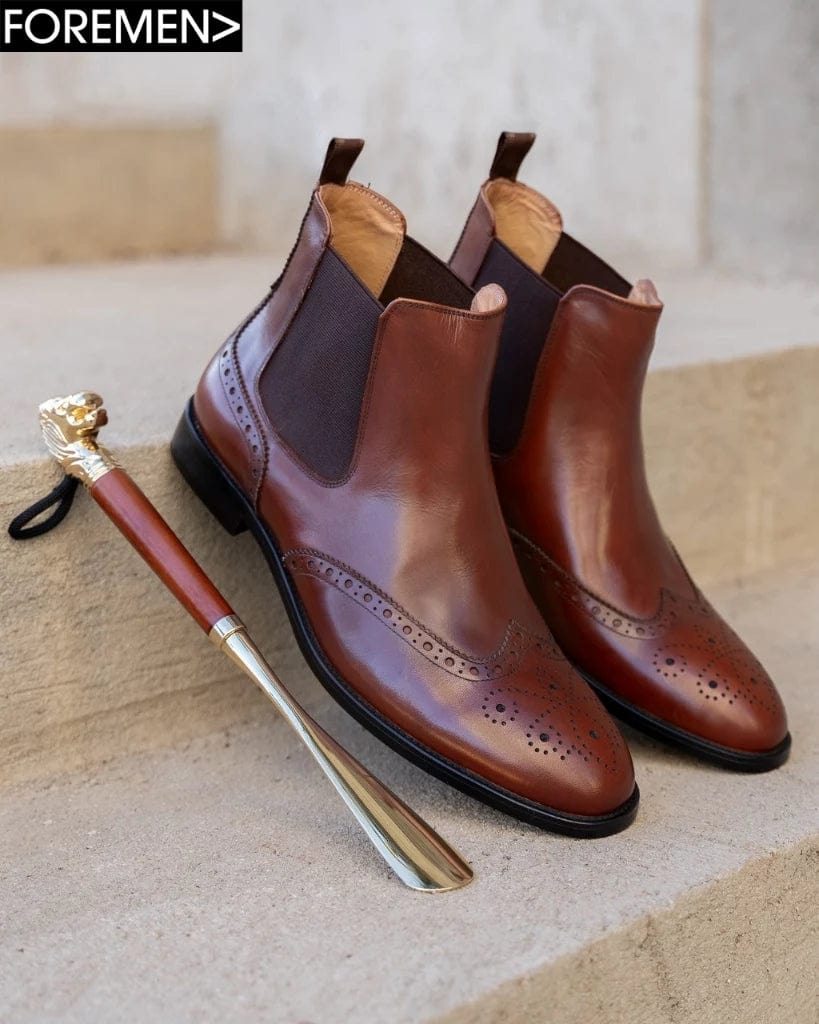 Brogue slip top on boots