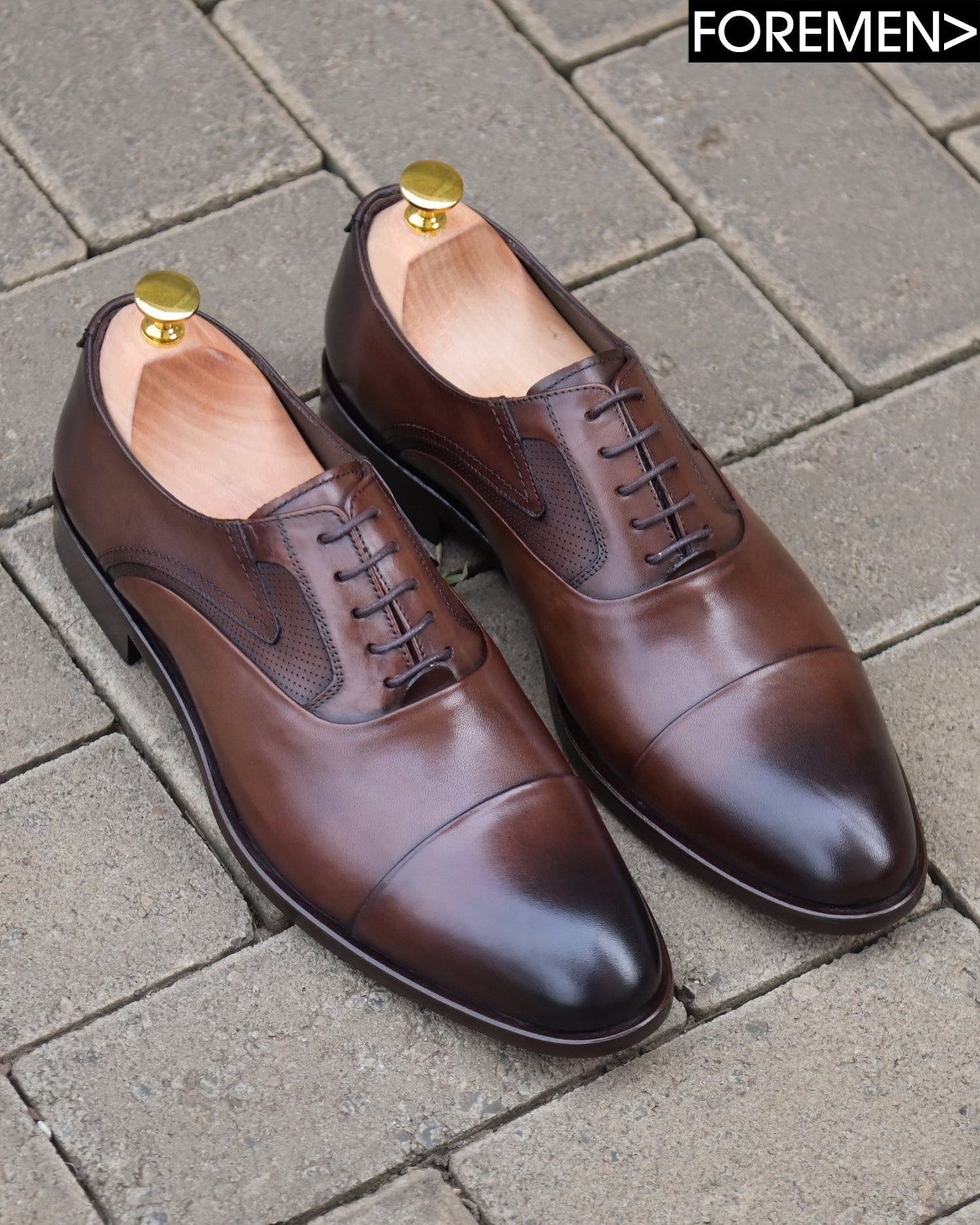 WINDSOR | Dark Tan Leather Sole Oxfords
