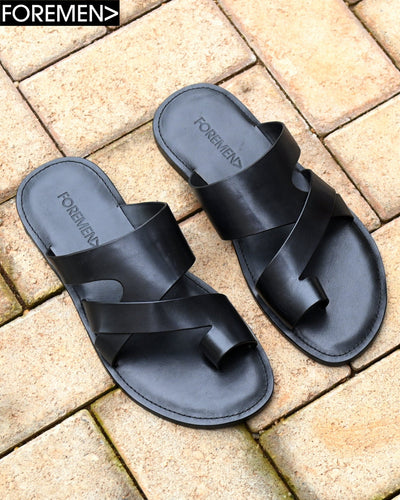 TAHITI | Black Leather Sandals