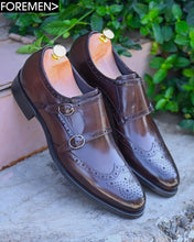 Brigid| Coffee Brogue Double Monkstrap