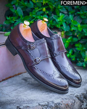 Brigid| Coffee Brogue Double Monkstrap