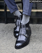 LEO | Black Double Monk Boots