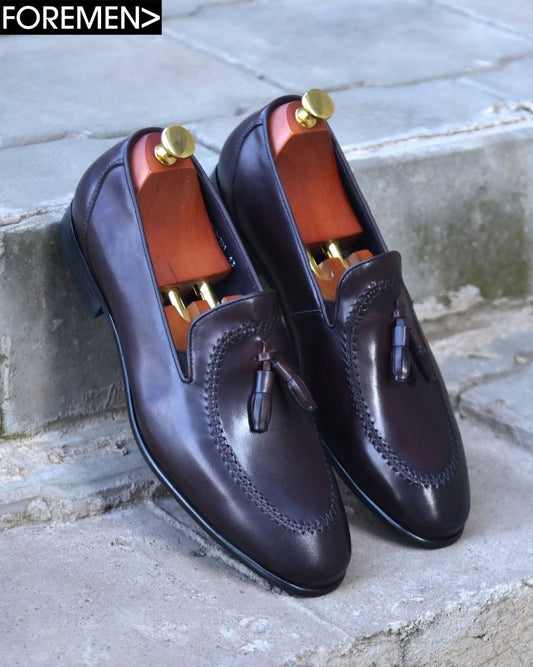 AUSTIN | Coffee Leather Tassel Loafer