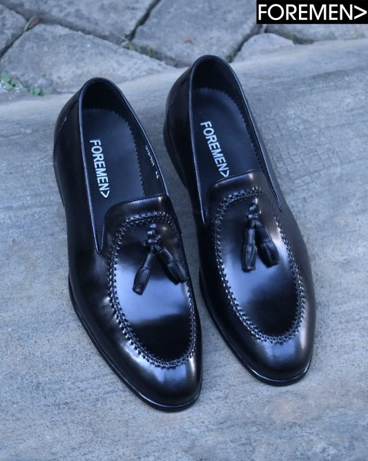 AUSTIN | Black Leather Tassel Loafer