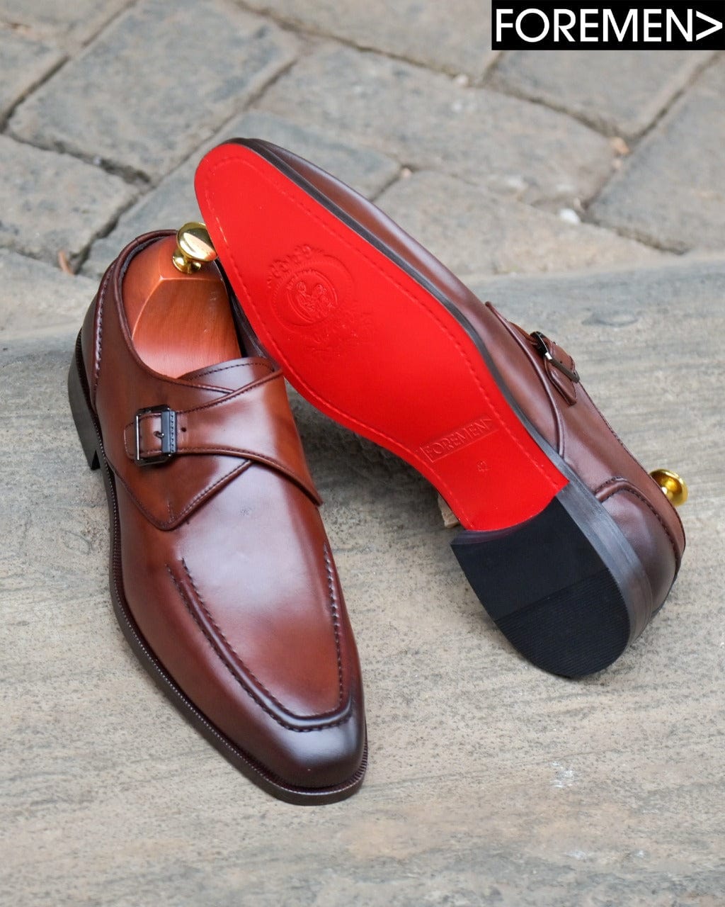 SIENNA | Dark Tan Leather Sole Monkstraps