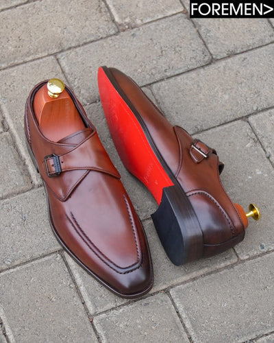 SIENNA | Dark Tan Leather Sole Monkstraps