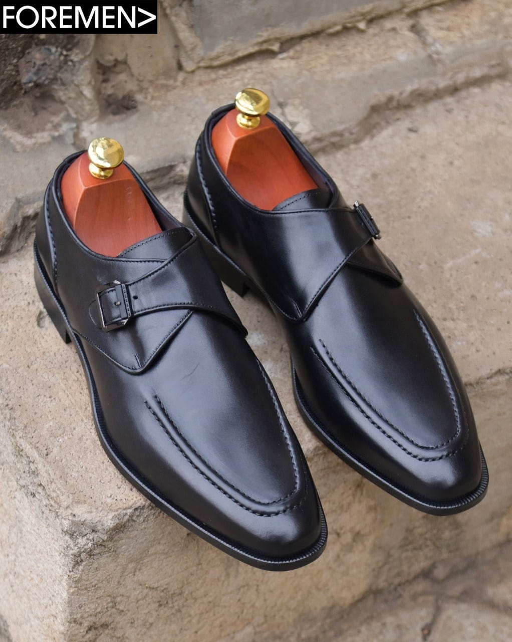 SIENNA | Black Leather Sole Monkstraps