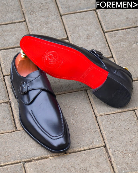 SIENNA | Black Leather Sole Monkstraps