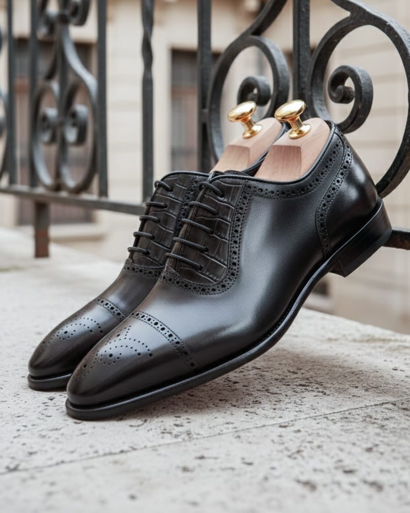 Black Leather Dress Shoes With Leather Sole
