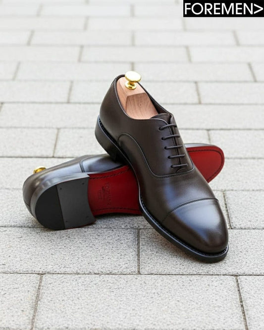 Coffee Leather Dress Shoes With Leather Sole