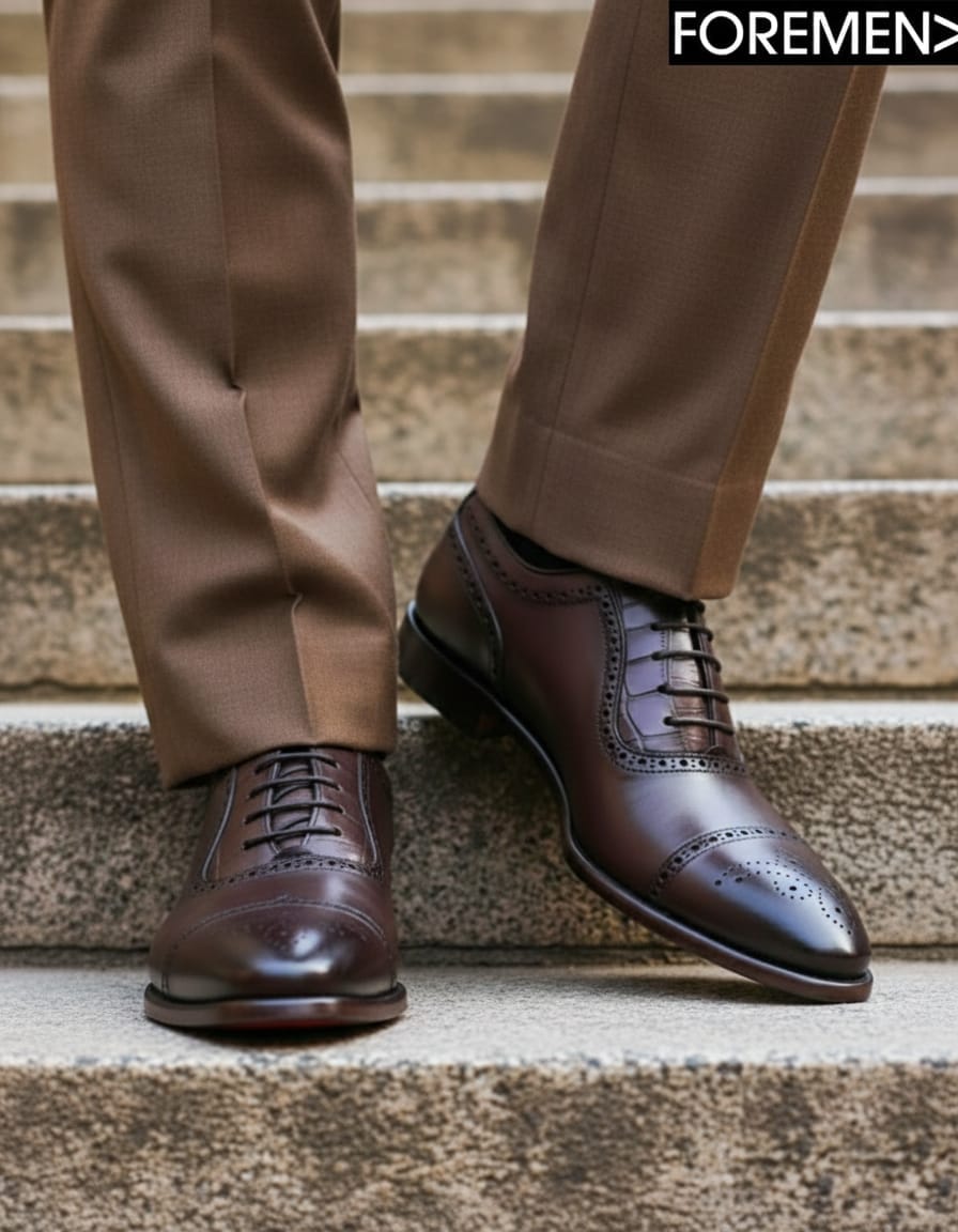 MAYFAIR | Dark Tan Leather Sole Brogue Oxfords