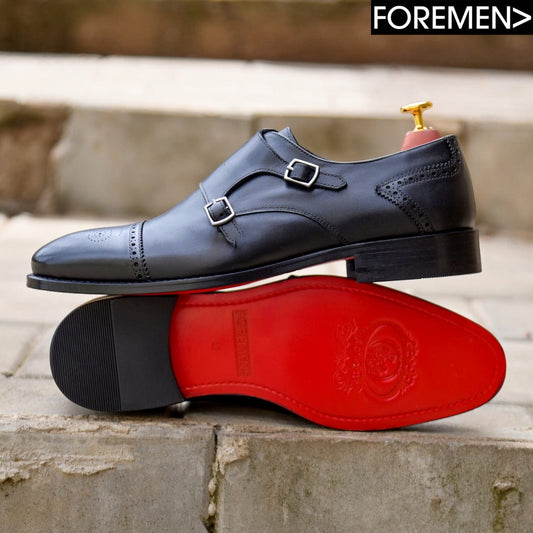 LUCIAN | Black Leather Sole Monkstraps