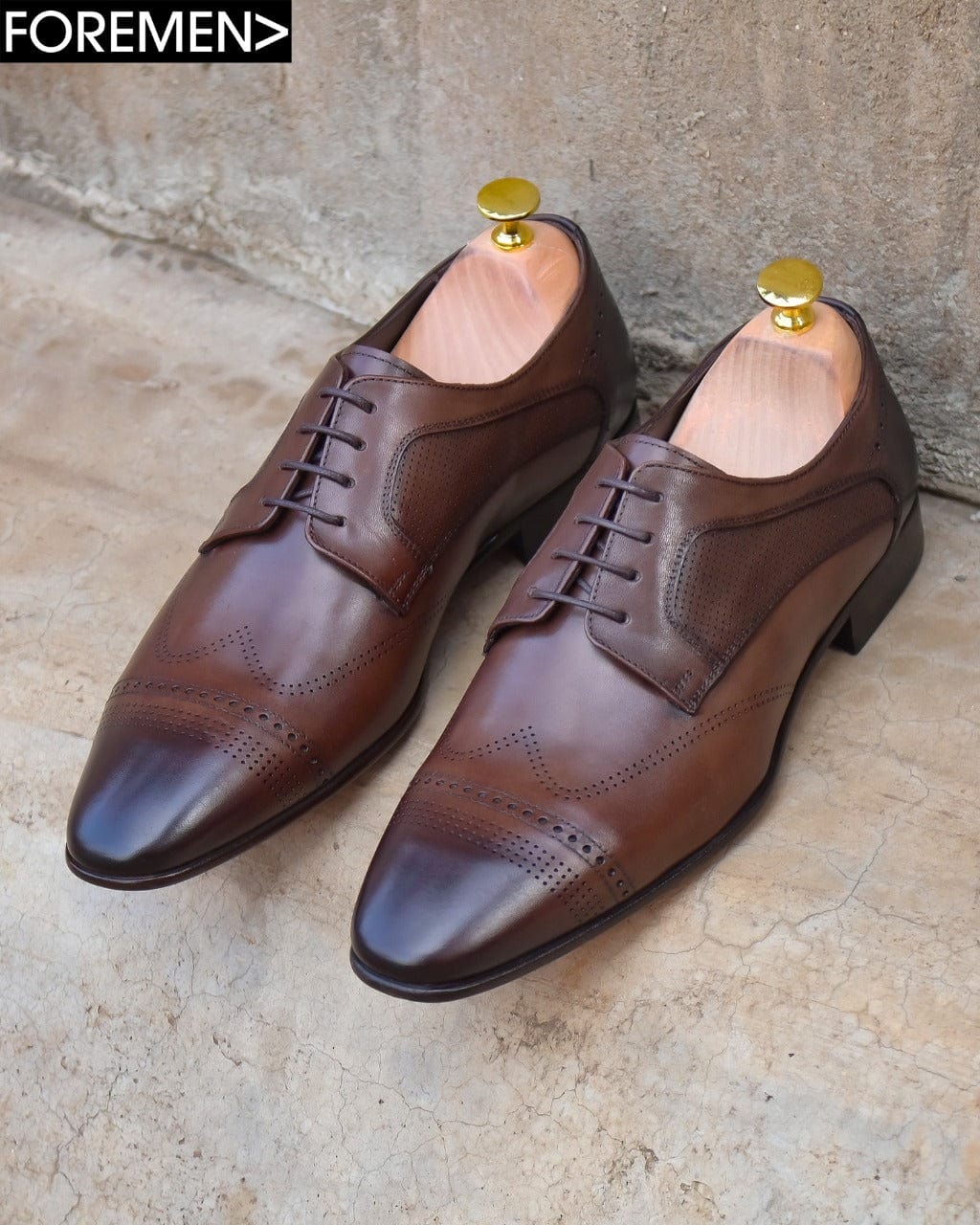 HAMPTON | Dark Tan Leather Sole Derbies