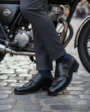BRIGID| Black Brogue Double Monkstrap