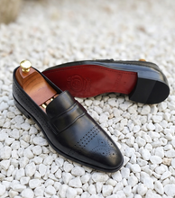 BELARUS | Black Brogue Leather Sole Loafers