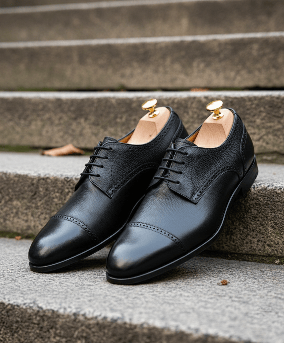 MARBELLA | Black Leather Derbies