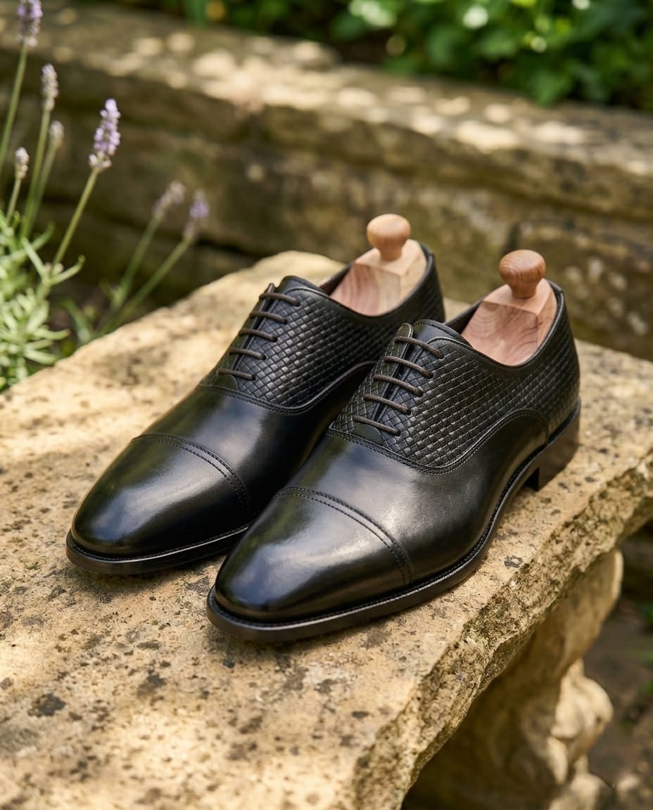 Black Leather dress shoes with red bottoms
