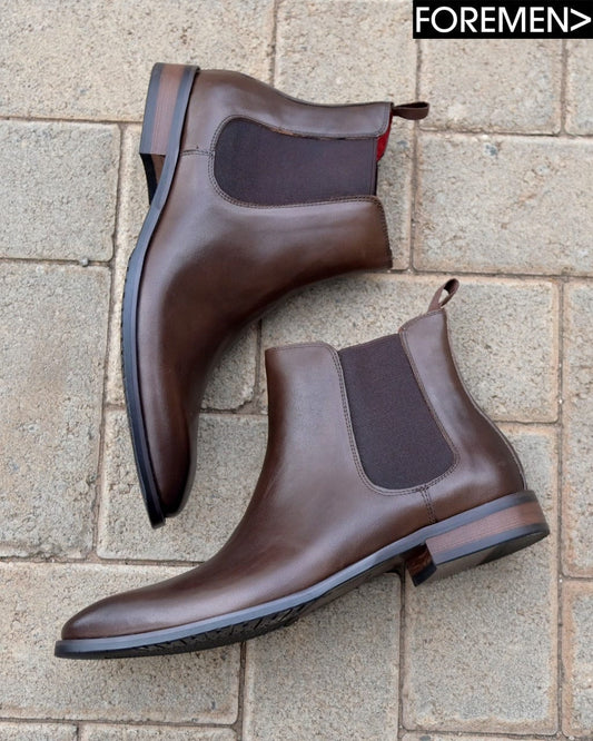 CARDIZ | Coffee Leather Chelsea Boots