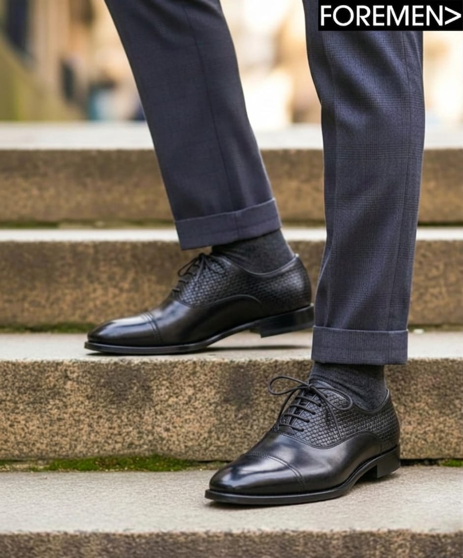 WINSTON | Black Leather Sole Oxfords