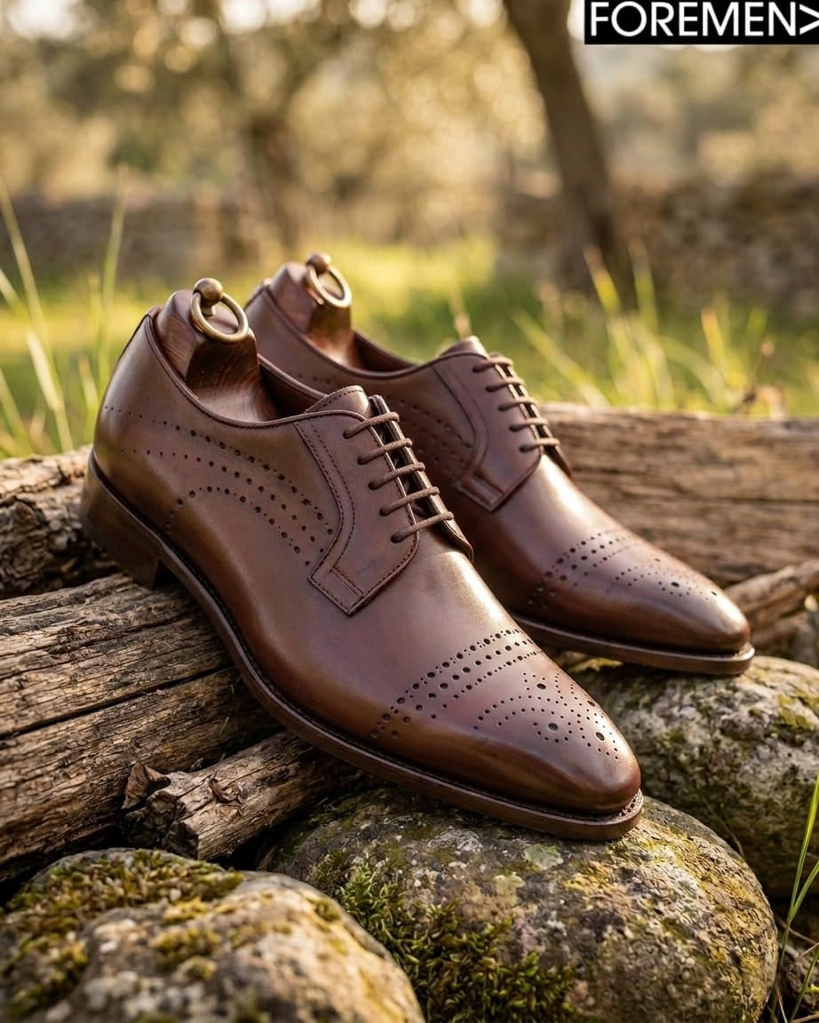 MARCEL | Dark Tan Brogue Leather Sole Derbies