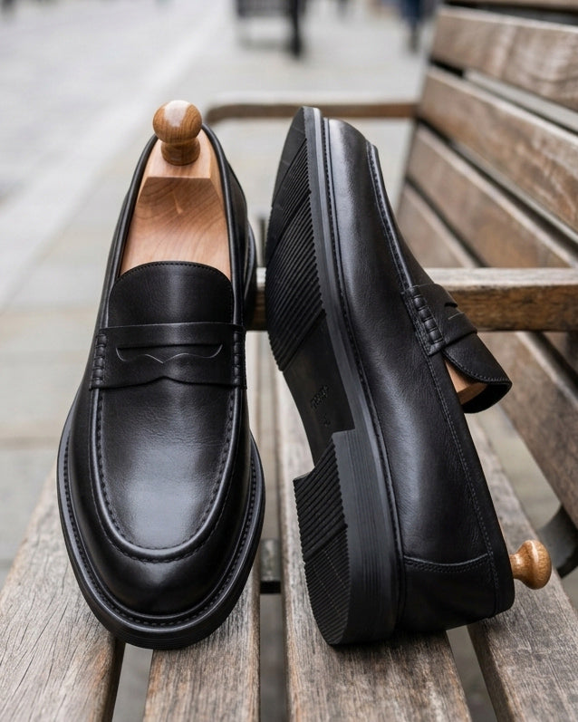 STERLING | Black Chunky Leather Loafers