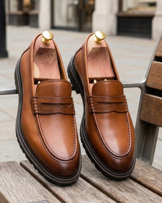 STERLING | Brown Chunky Leather Loafers