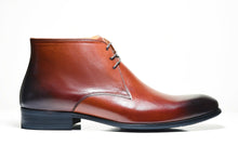 Brown Foremen leather Chukka boots with lace up type closure and rubber sole