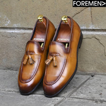 Brown Leather Tassel Loafer Shoes