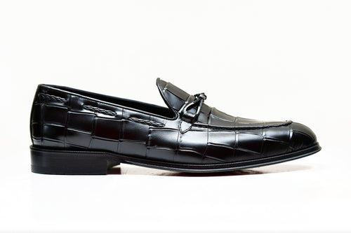 RIO | Black embossed leather loafers