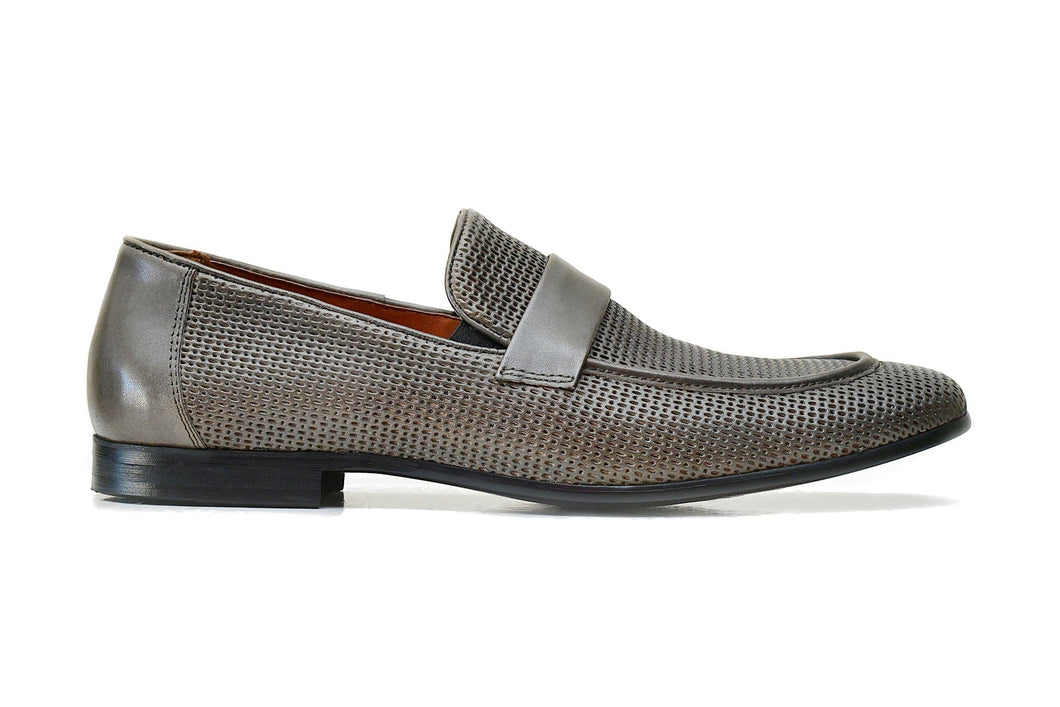 VALKAN | Grey perforated leather loafers