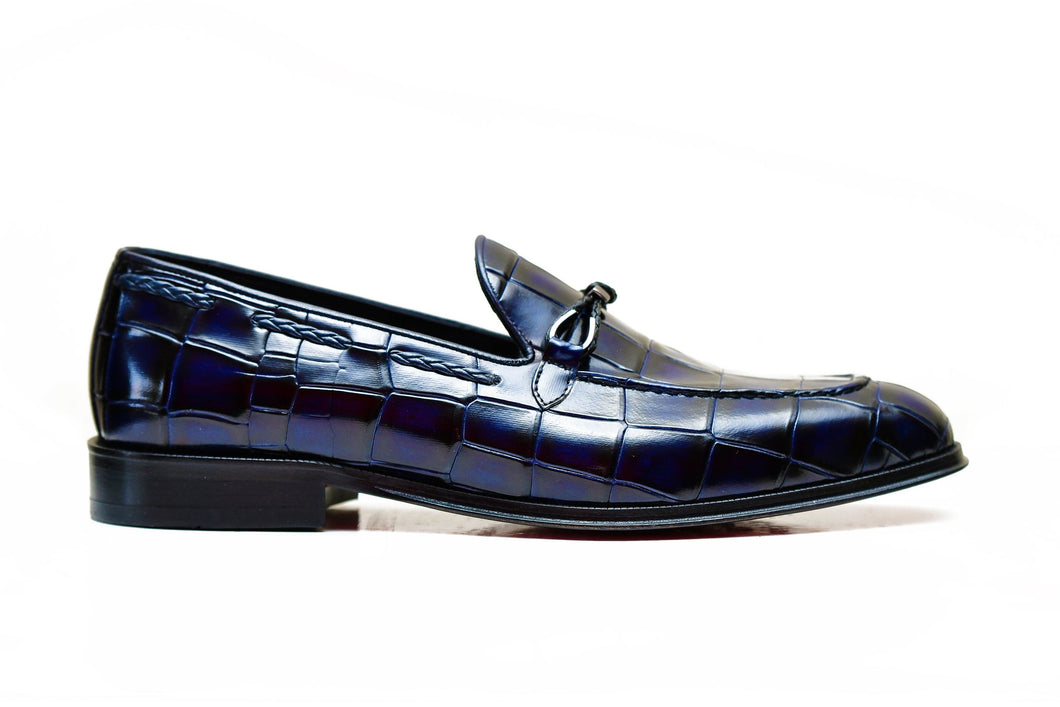RIO | Blue embossed leather loafer